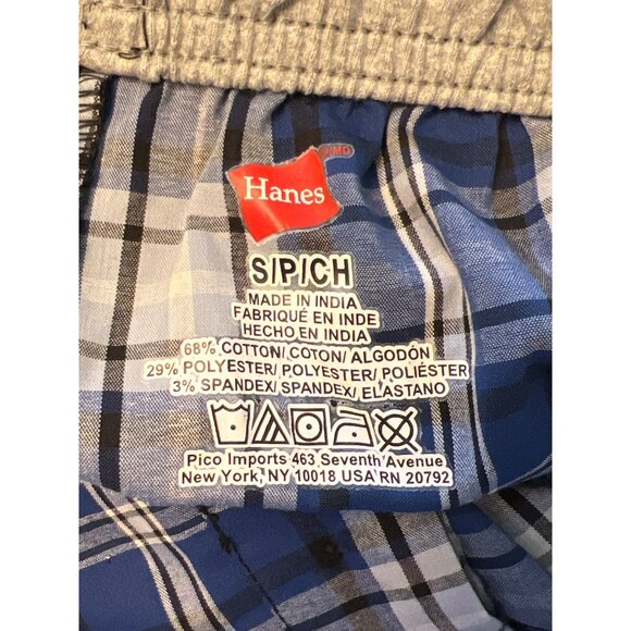 Hanes Men Woven Blue Plaid Pajamas Pant Size S (28-30) - Picture 5 of 6